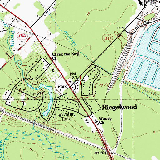 Topographic Map of Acme - Delco - Riegelwood Fire and Rescue Squad, NC