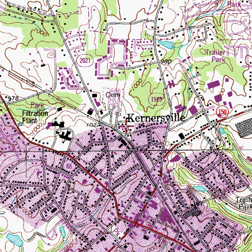 Topographic Map of Kernersville Fire Department Station 41 Headquarters, NC