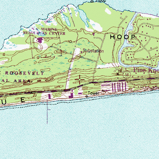 Topographic Map of Pine Knoll Shores Fire Department, NC