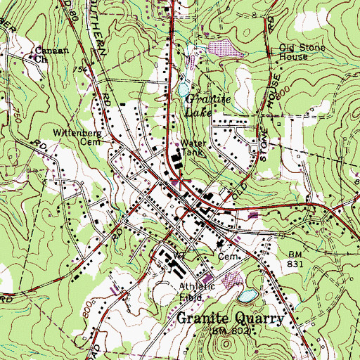 Topographic Map of Granite Quarry Fire Department, NC