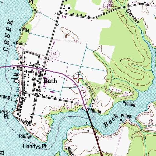 Topographic Map of Bath Volunteer Fire Department, NC