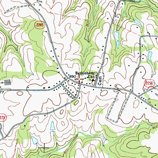 Topographic Map of Bethlehem Volunteer Fire Department, NC