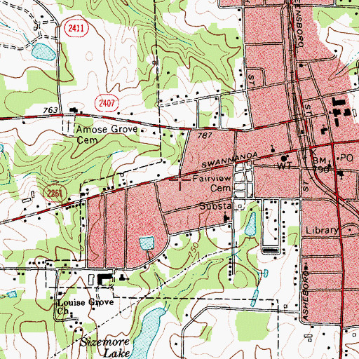 Topographic Map of Liberty Fire Department, NC