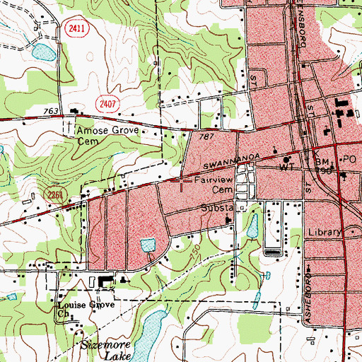 Topographic Map of Liberty Fire Department, NC