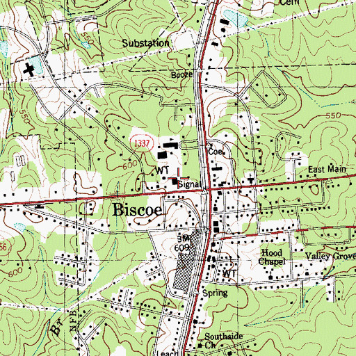 Topographic Map of Biscoe Fire Department, NC