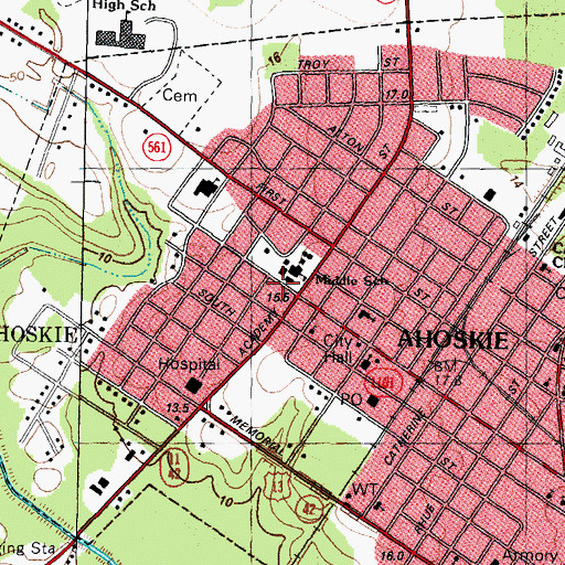 Topographic Map of Ahoskie Rural Volunteer Fire Department, NC