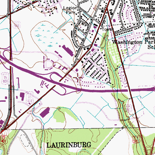 Topographic Map of Laurinburg City Fire Department Station 2, NC