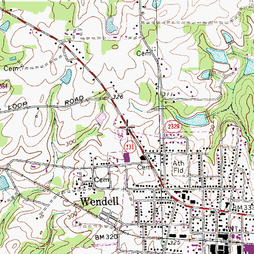Topographic Map of Wendell Holmes Rural Fire Department Station 1 Headquarters, NC