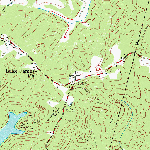Topographic Map of Lake James Community Volunteer Fire Department, NC