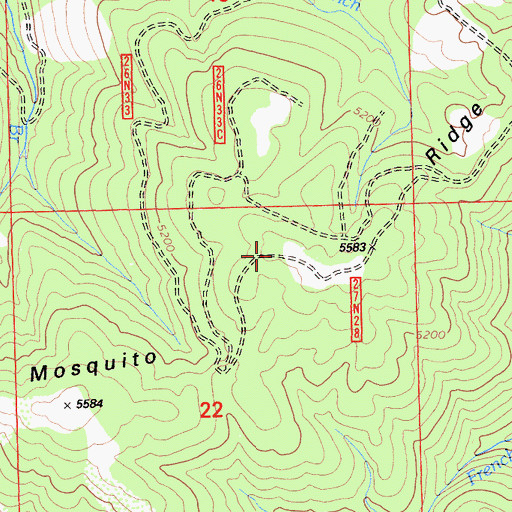 Topographic Map of Mosquito Ridge, CA