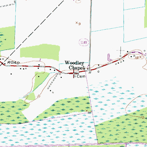 Topographic Map of Lake Phelps Volunteer Fire Department, NC