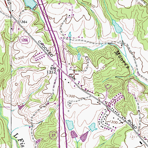 Topographic Map of Pine Ridge Volunteer Fire Department, NC