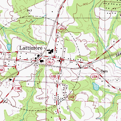 Topographic Map of Number 7 Township Volunteer Fire Department, NC