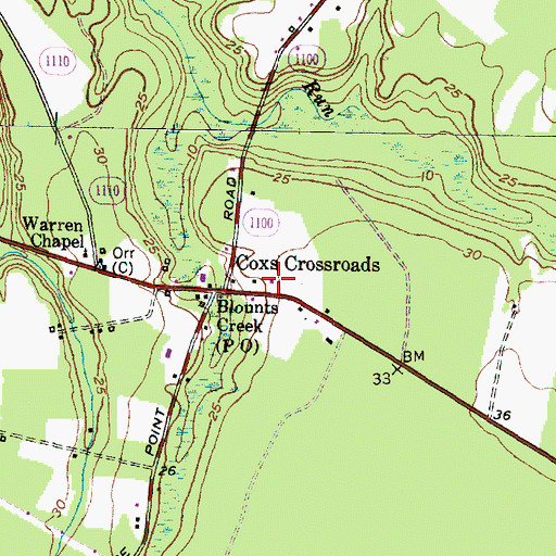 Topographic Map of Blounts Creek Volunteer Fire Department and Emergency Medical Services, NC