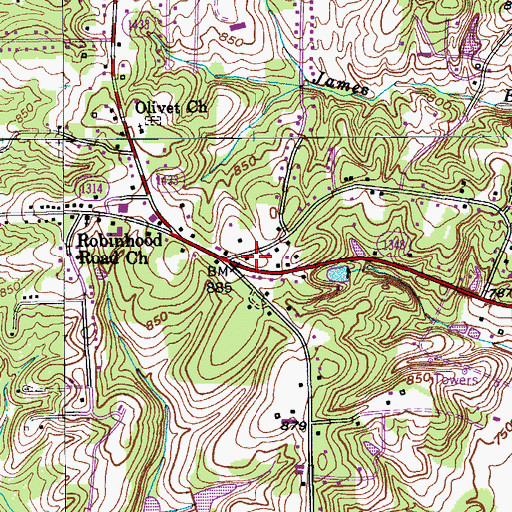 Topographic Map of Vienna Fire Department Mount Tabor Fire / EMS Station 20, NC