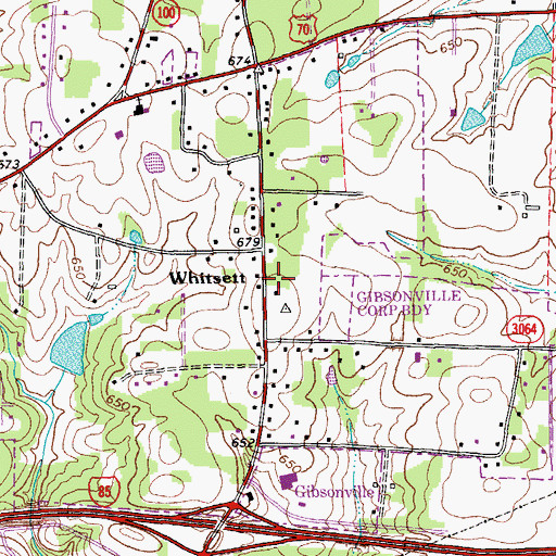 Topographic Map of Whitsett Volunteer Fire Department, NC