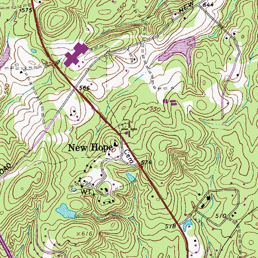 Topographic Map of New Hope Volunteer Fire Department Station 2, NC