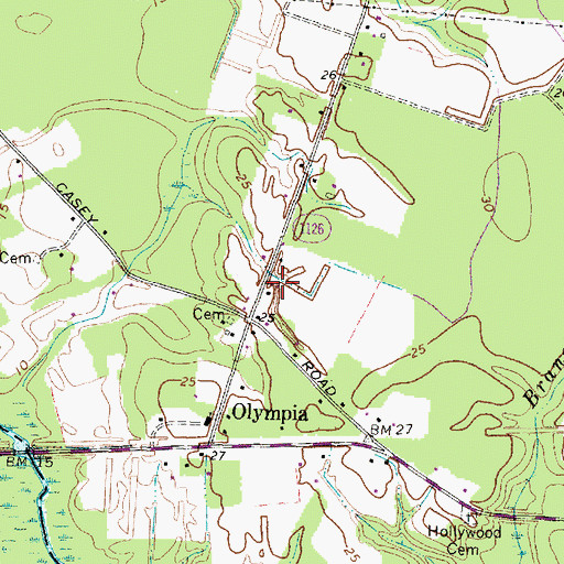 Topographic Map of Olympia Volunteer Fire Department, NC