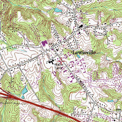 Topographic Map of Lewisville Volunteer Fire Department, NC