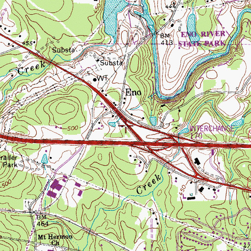Topographic Map of Eno Fire and Emergency Services, NC