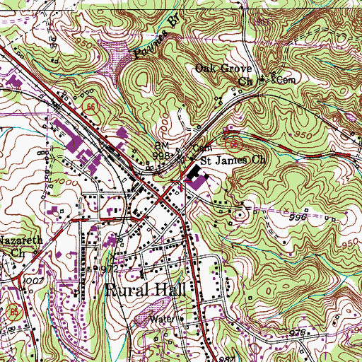 Topographic Map of Rural Hall Fire and Rescue, NC