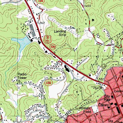 Topographic Map of Woodlawn - Sevier Volunteer Fire Department, NC
