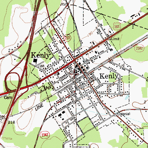 Topographic Map of Kenly Volunteer Fire Department, NC