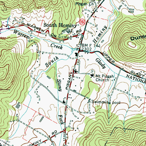 Topographic Map of Upper Hominy Volunteer Fire and Rescue Department, NC