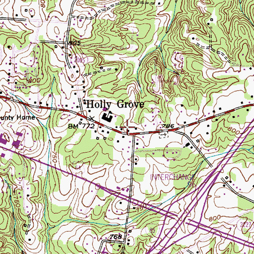Topographic Map of Holly Grove Fire Department, NC