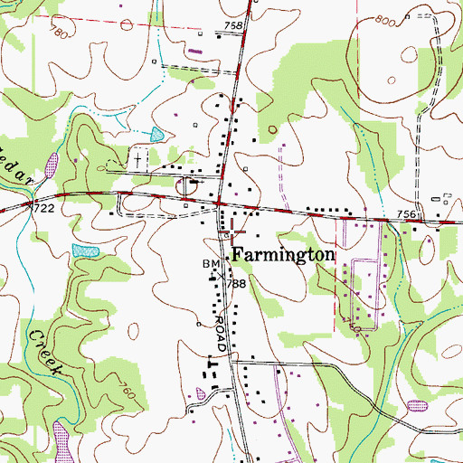 Topographic Map of Farmington Volunteer Fire Department, NC