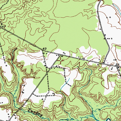 Topographic Map of Turkey Creek Volunteer Fire Department, NC