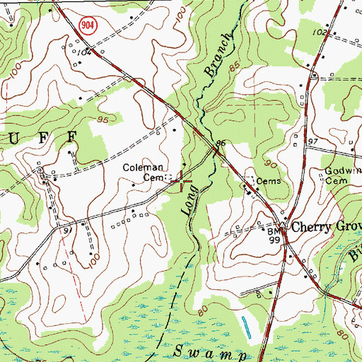 Topographic Map of Fair Bluff Fire and Rescue, NC