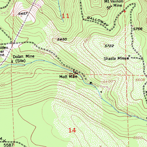 Topographic Map of Mott Mine, CA