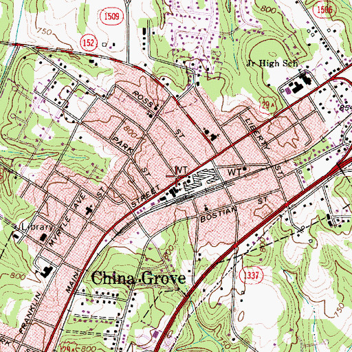 Topographic Map of China Grove Fire Department, NC