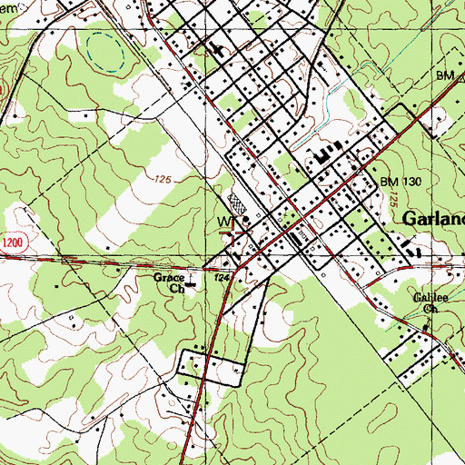 Topographic Map of Garland Fire Department, NC