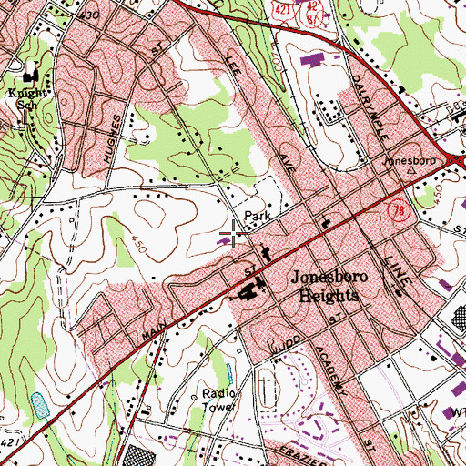 Topographic Map of Sanford Fire Department Station 2, NC