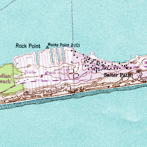 Topographic Map of Salter Path Volunteer Fire Department and Emergency Medical Services, NC