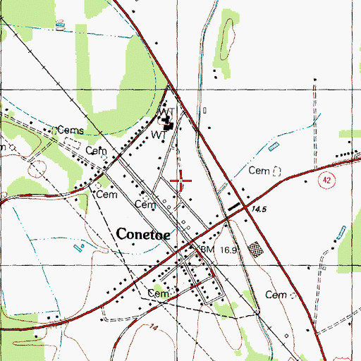 Topographic Map of Conetoe Volunteer Fire and Emergency Medical Services Company, NC