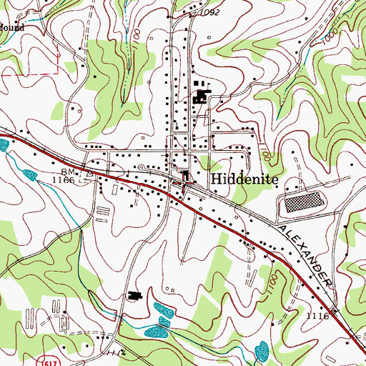 Topographic Map of Hiddenite Fire Department, NC