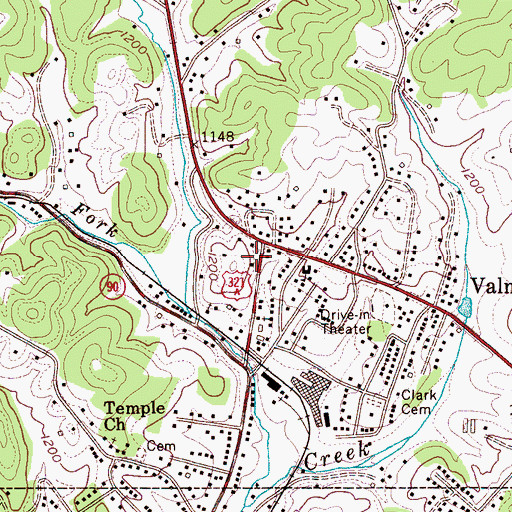 Topographic Map of Valmead Volunteer Fire Department, NC