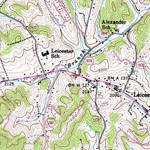 Topographic Map of Leicester Volunteer Fire Department, NC