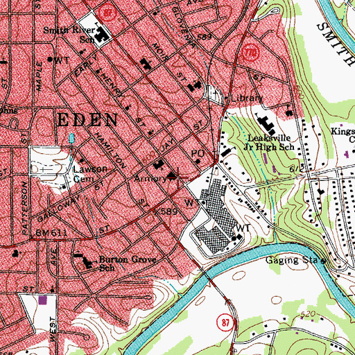 Topographic Map of Eden Fire Department Station 1, NC