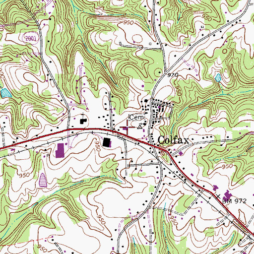 Topographic Map of Colfax Volunteer Fire Department Station 16, NC