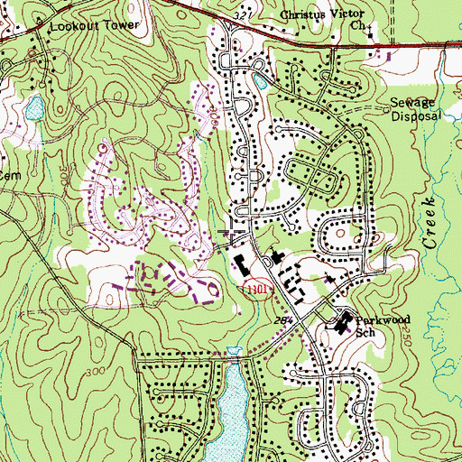 Topographic Map of Parkwood Volunteer Fire Department Station 1, NC