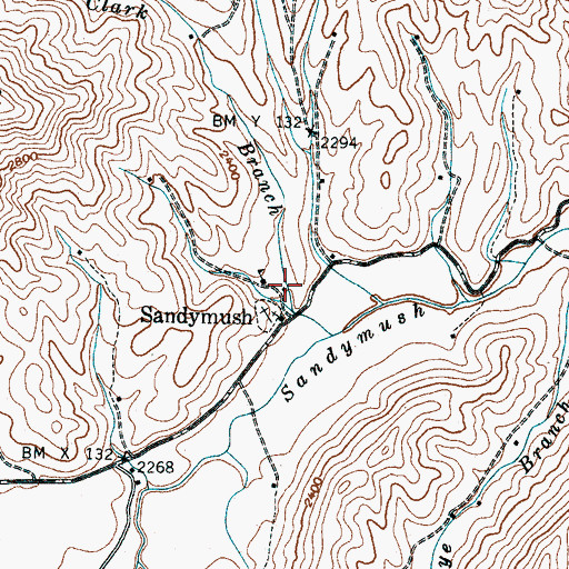 Topographic Map of Leicester Volunteer Fire Department Station 2, NC