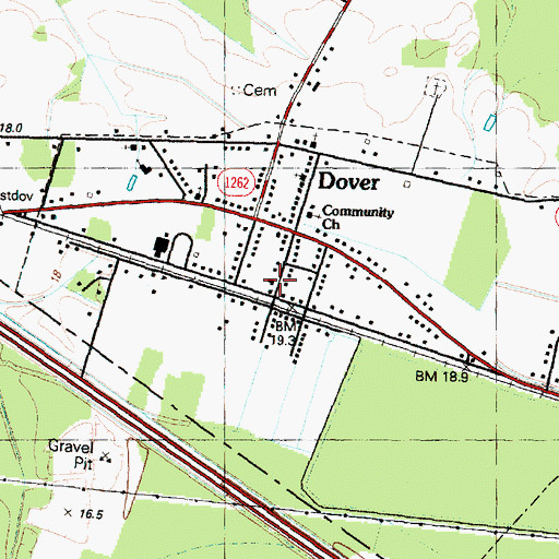 Topographic Map of Dover Volunteer Fire Department, NC
