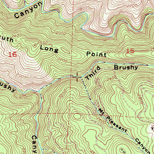 Topographic Map of Mount Pleasant Canyon, CA