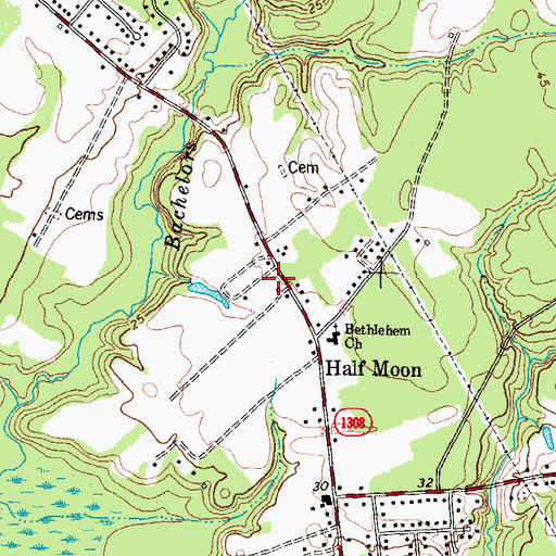 Topographic Map of Half Moon Volunteer Fire Department, NC