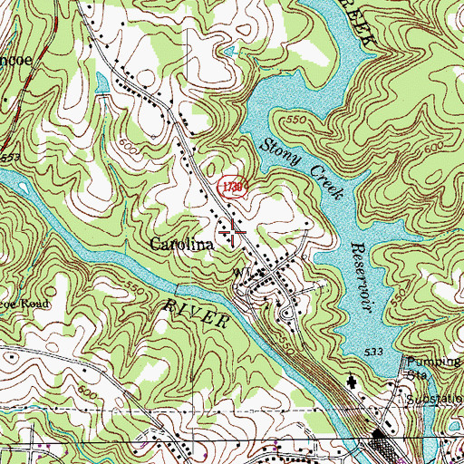Topographic Map of Faucette Township Volunteer Fire Department Station 7, NC