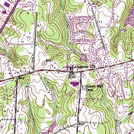 Topographic Map of Fire District 13 Station 55 Greensboro, NC